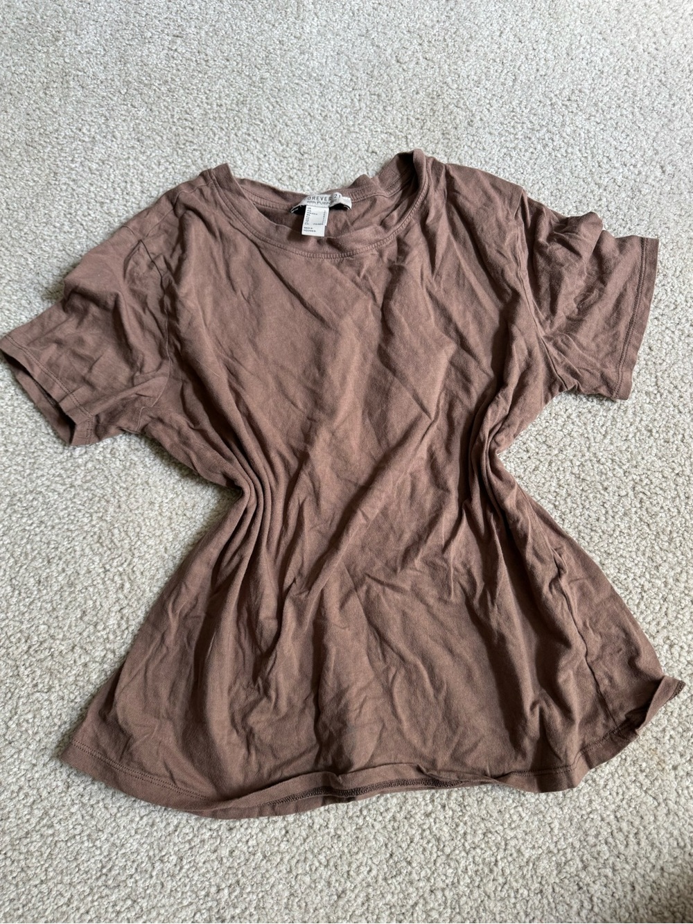 Forever 21 Women's Short Sleeve Crewneck Tee - Brown